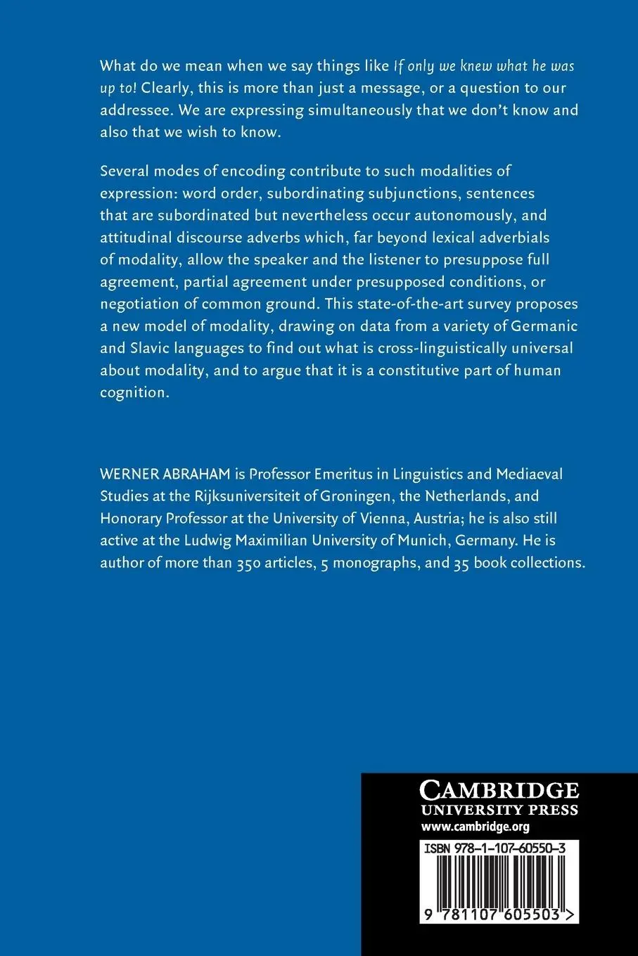 Rückseite: 9781107605503 | Modality in Syntax, Semantics and Pragmatics | Werner Abraham | Buch
