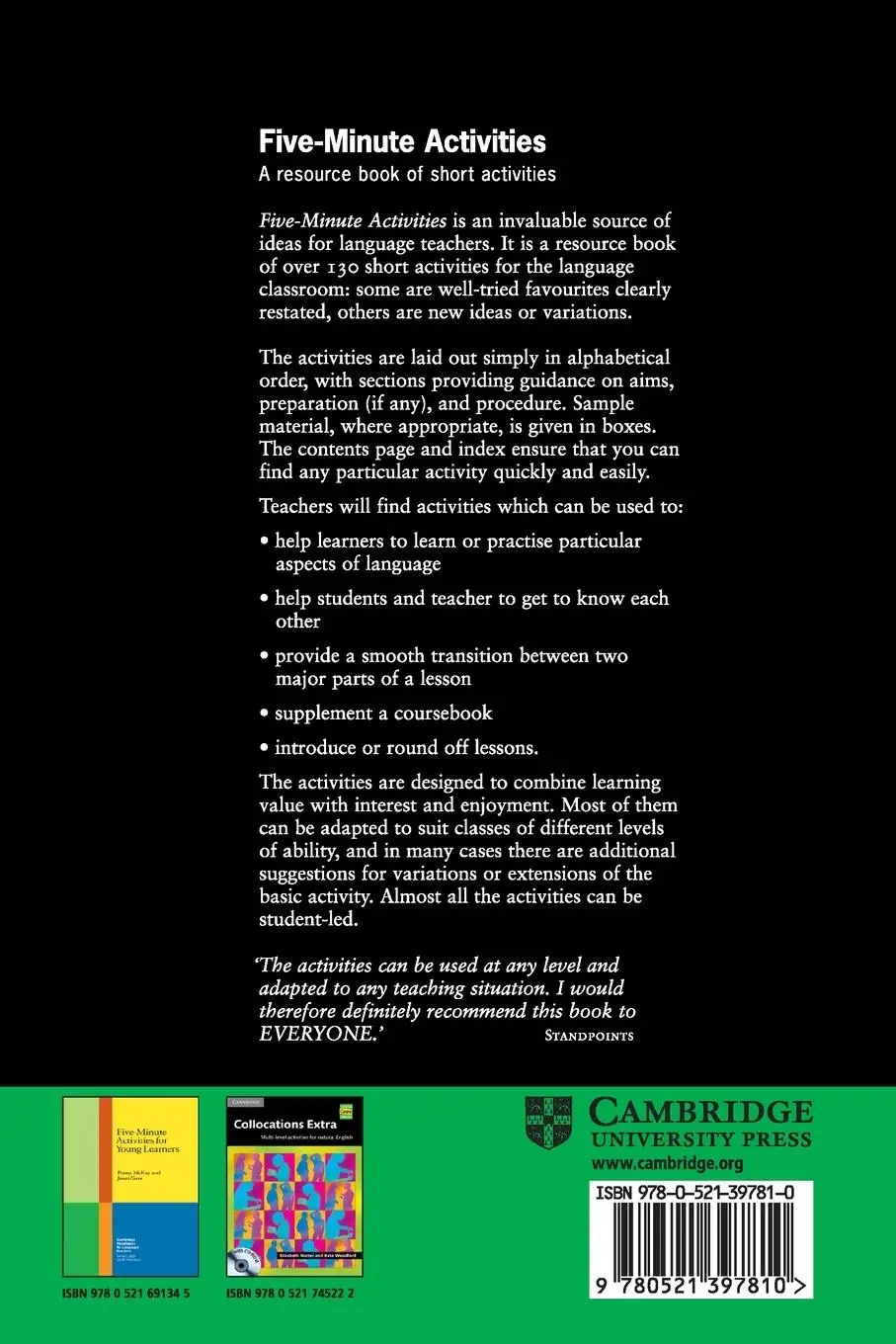 Rückseite: 9783125395503 | Five-Minute Activities | A resource book of short activities | Buch