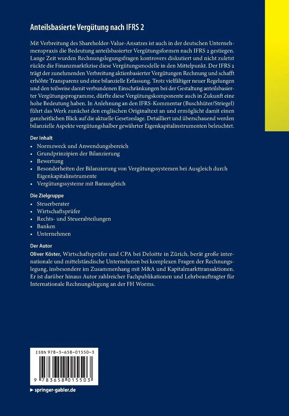 Rückseite: 9783658015503 | Anteilsbasierte Vergütung nach IFRS 2 | Oliver Köster | Taschenbuch
