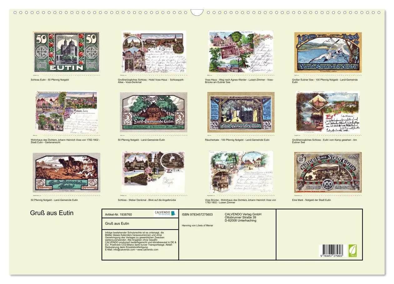 Bild: 9783457275603 | Gruß aus Eutin (Wandkalender 2026 DIN A2 quer), CALVENDO...