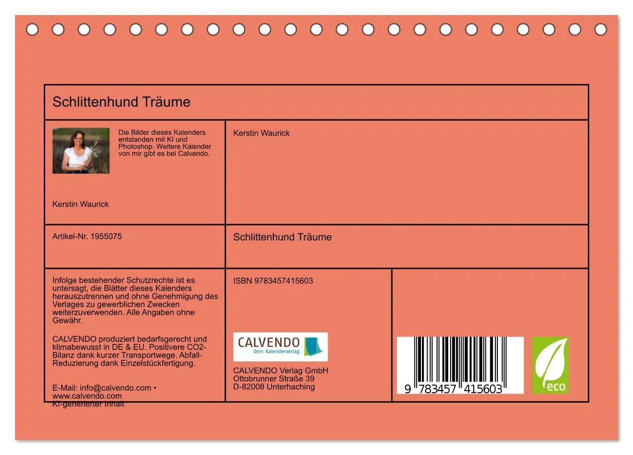 Bild: 9783457415603 | Schlittenhund Träume (Tischkalender 2026 DIN A5 quer), CALVENDO...