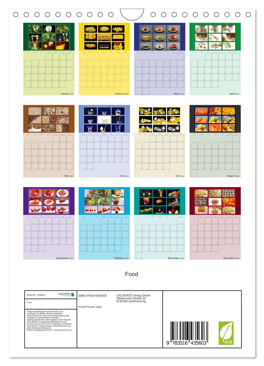 Bild: 9783516435603 | Food (Wandkalender 2026 DIN A4 hoch), CALVENDO Monatskalender | Jäger
