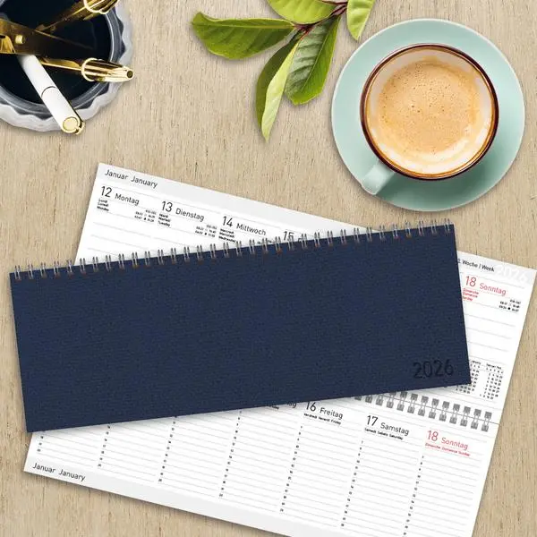 Bild: 9783731885603 | Tischkalender quer Professional Premium 2026 dunkelblau | Korsch