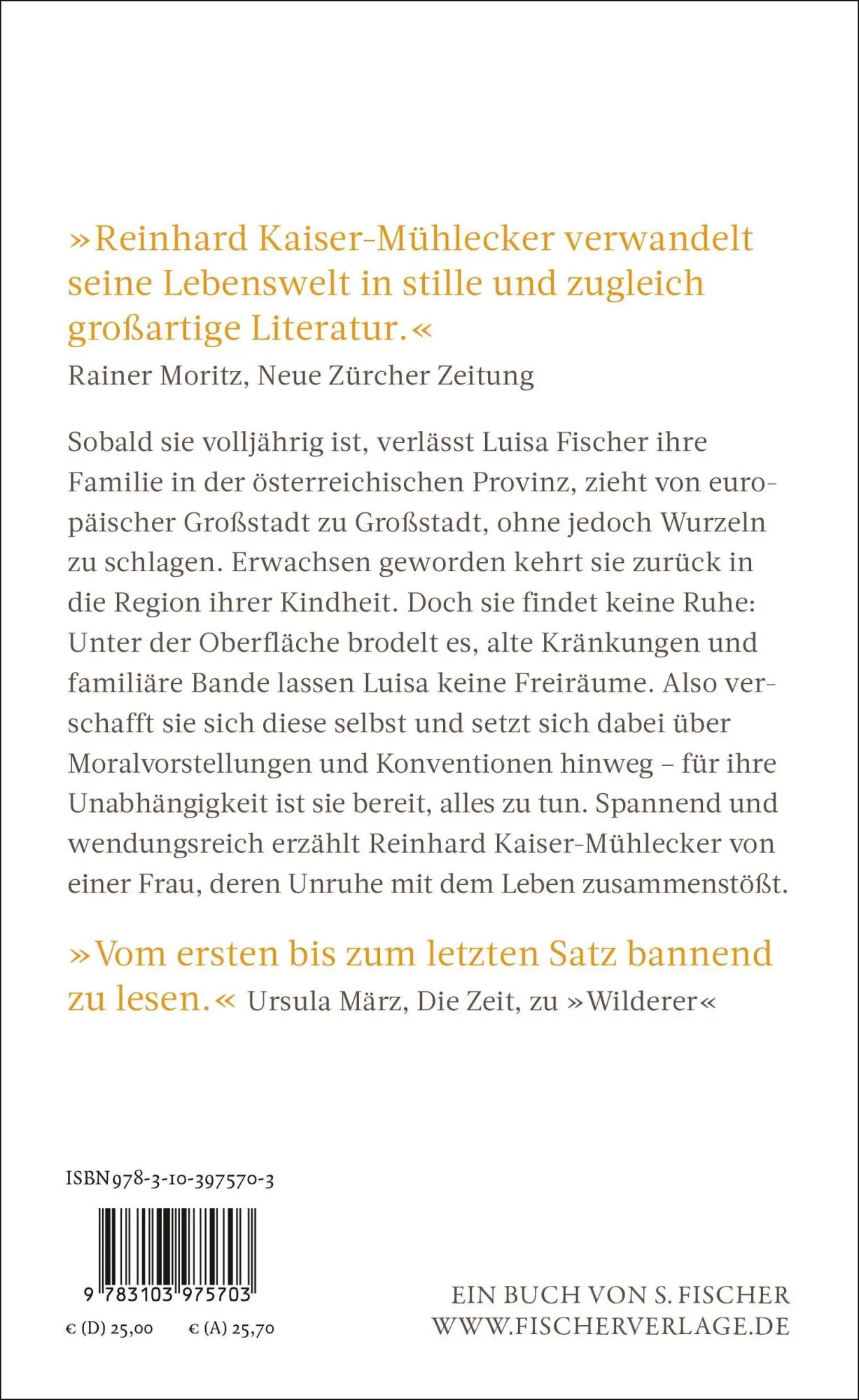 Rückseite: 9783103975703 | Brennende Felder | Reinhard Kaiser-Mühlecker | Buch | 368 S. | Deutsch