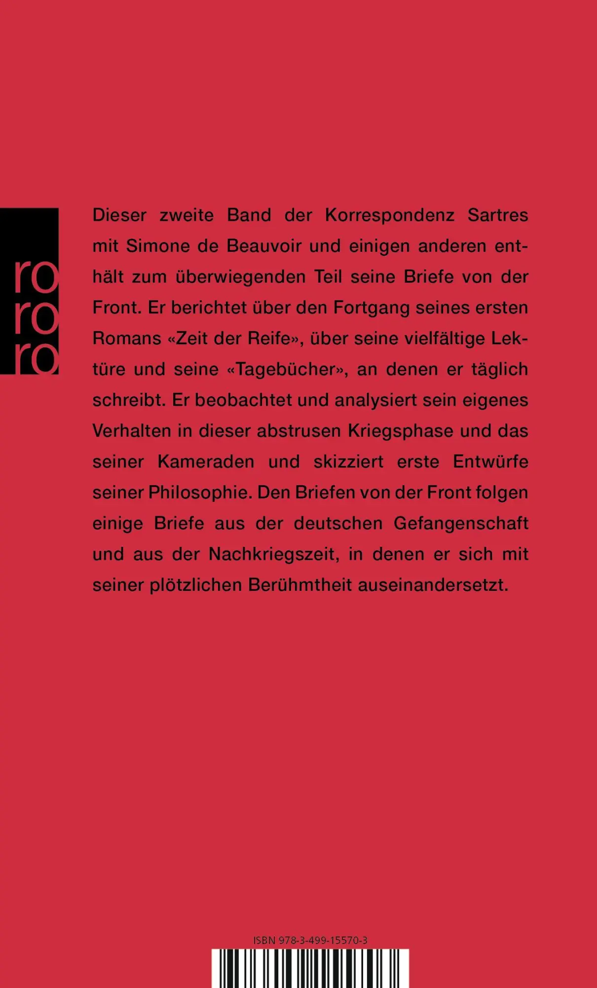 Rückseite: 9783499155703 | Briefe an Simone de Beauvoir 2 und andere. 1940 - 1963 | Sartre | Buch