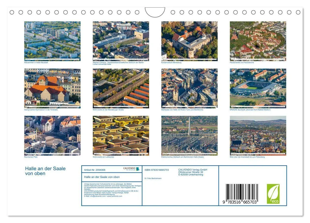 Bild: 9783516665703 | Halle an der Saale von oben (Wandkalender 2026 DIN A4 quer),...