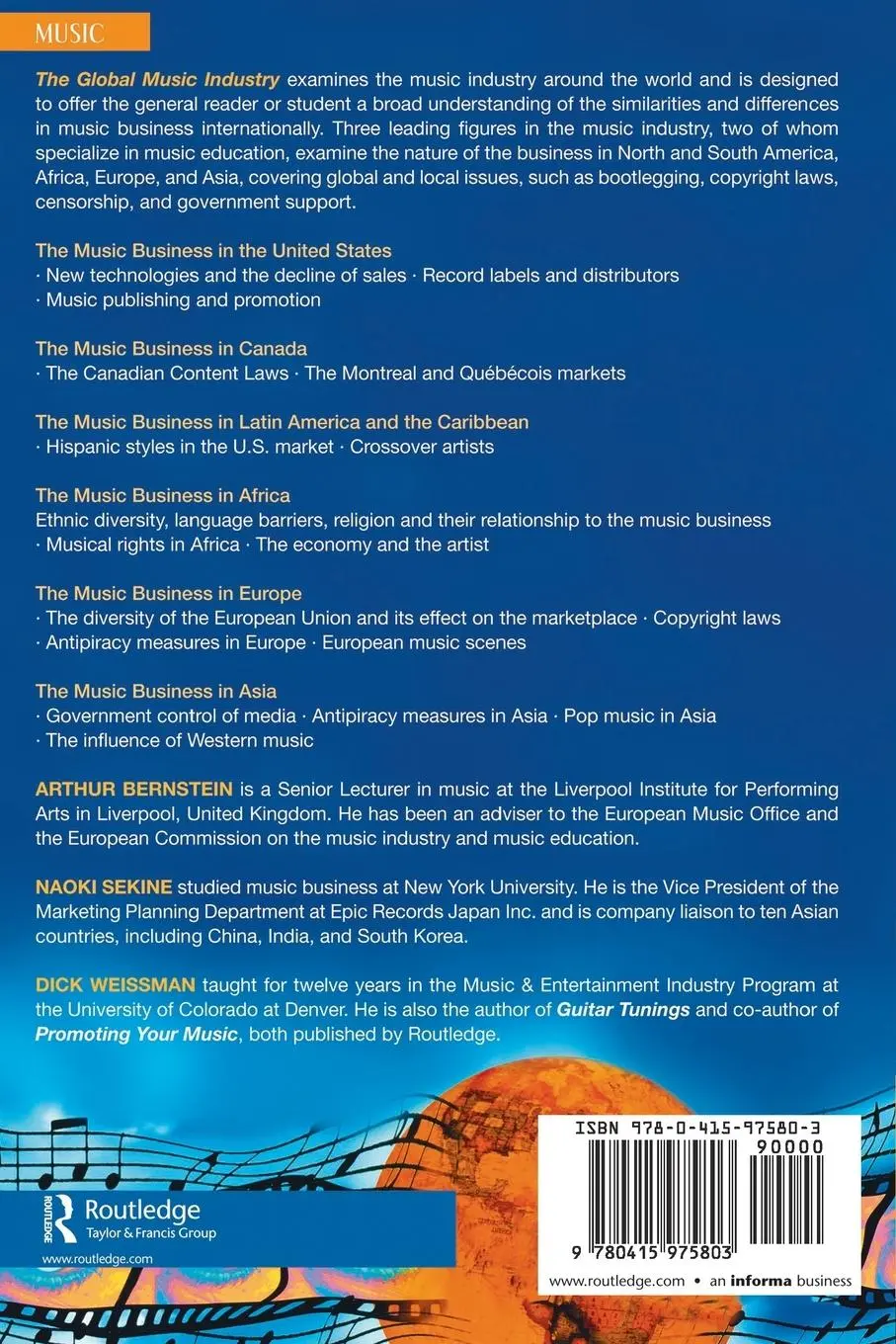 Rückseite: 9780415975803 | The Global Music Industry | Three Perspectives | Bernstein (u. a.)