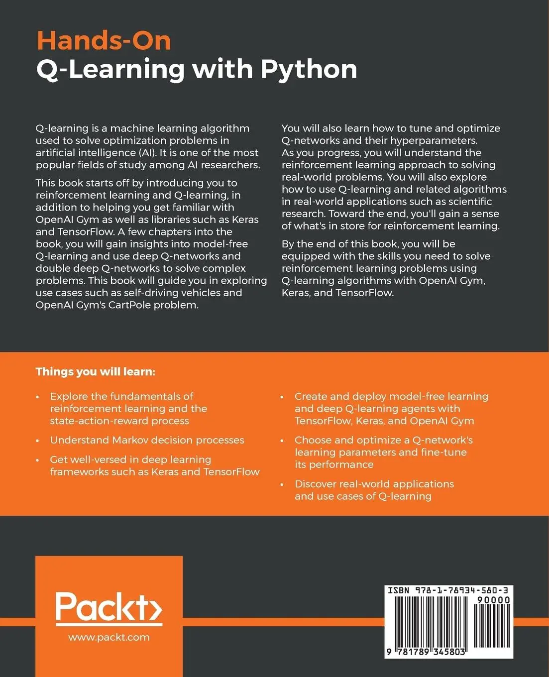 Rückseite: 9781789345803 | Hands-On Q-Learning with Python | Nazia Habib | Taschenbuch | Englisch