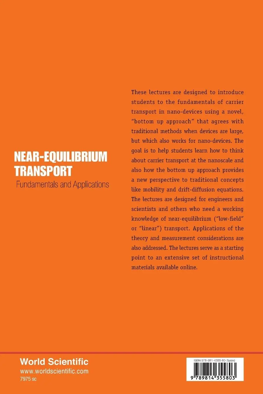 Rückseite: 9789814355803 | NEAR-EQUILIBRIUM TRANSPORT | Mark Lundstrom &amp; Changwook Jeong | Buch