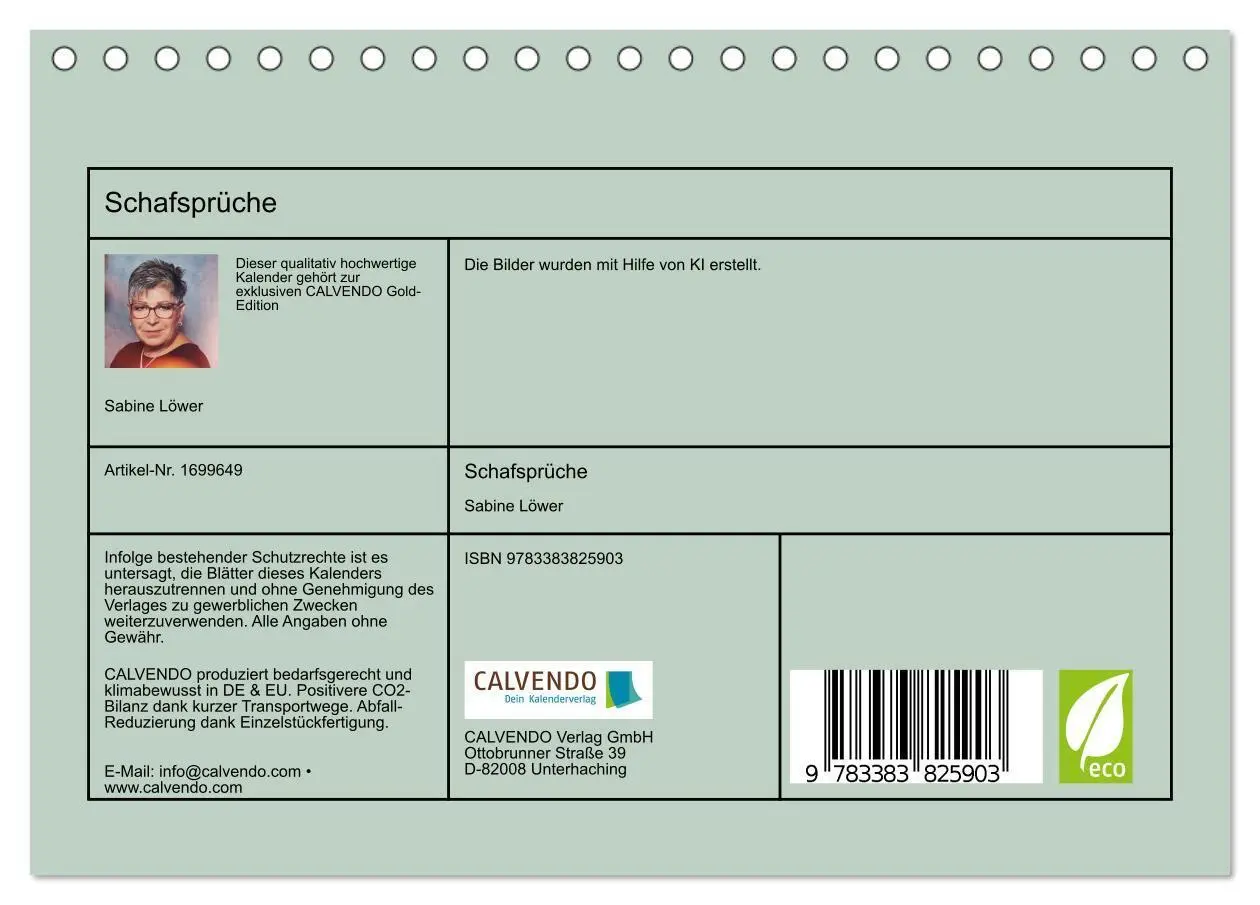 Bild: 9783383825903 | Schafsprüche (Tischkalender 2025 DIN A5 quer), CALVENDO Monatskalender