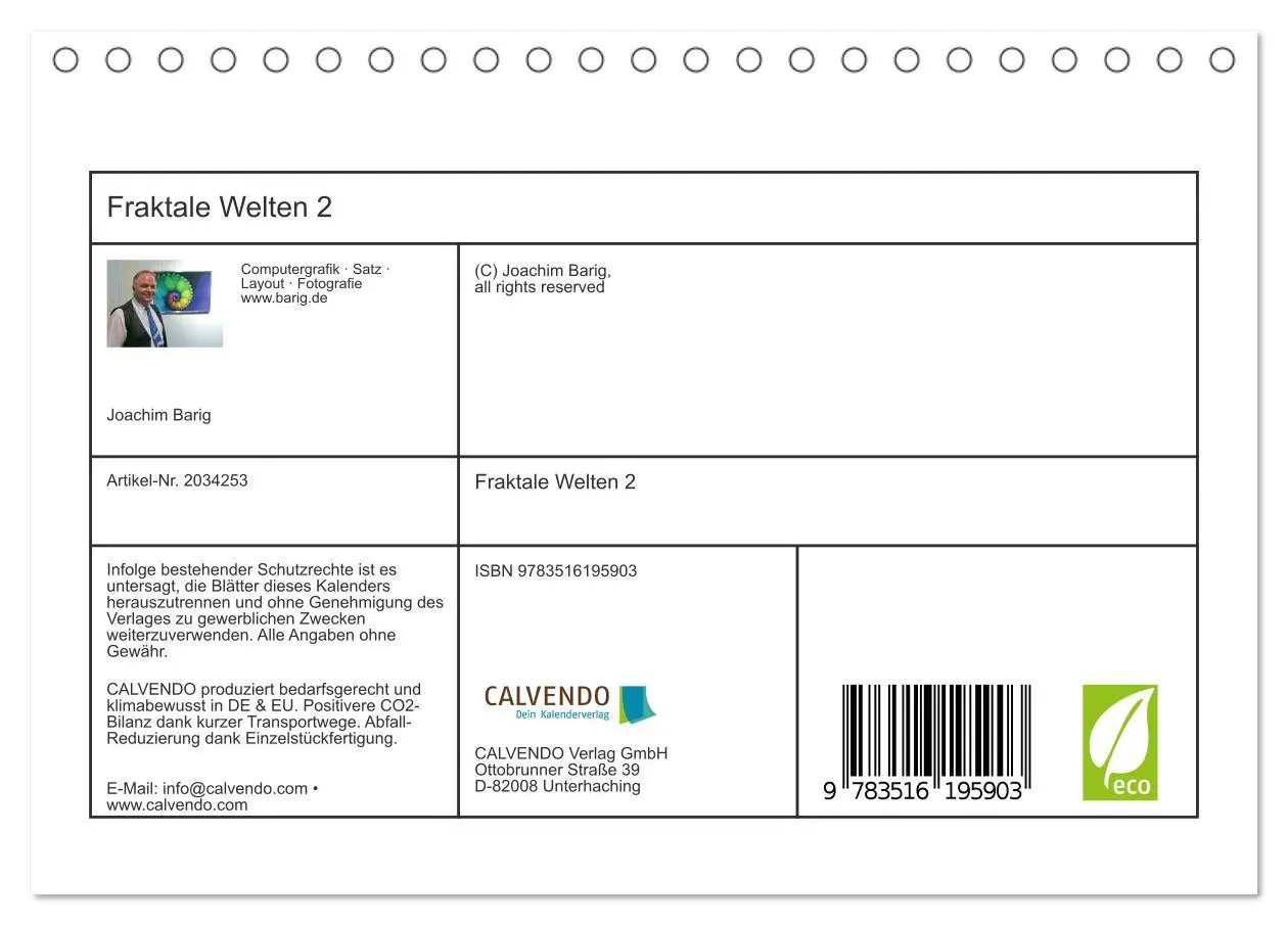 Bild: 9783516195903 | Fraktale Welten 2 (Tischkalender 2026 DIN A5 quer), CALVENDO...