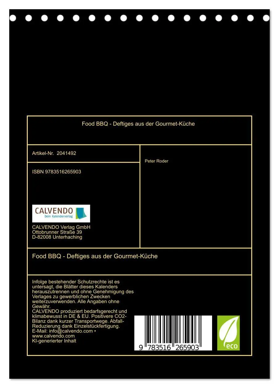 Bild: 9783516265903 | Food BBQ - Deftiges aus der Gourmet-Küche (Tischkalender 2026 DIN...