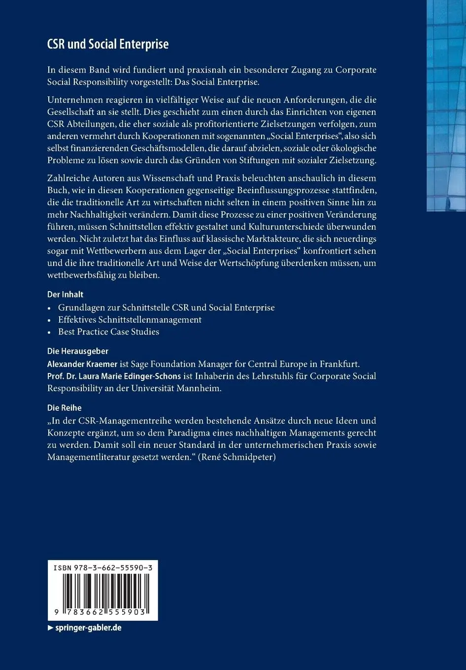 Rückseite: 9783662555903 | CSR und Social Enterprise | Laura Marie Edinger-Schons (u. a.) | Buch