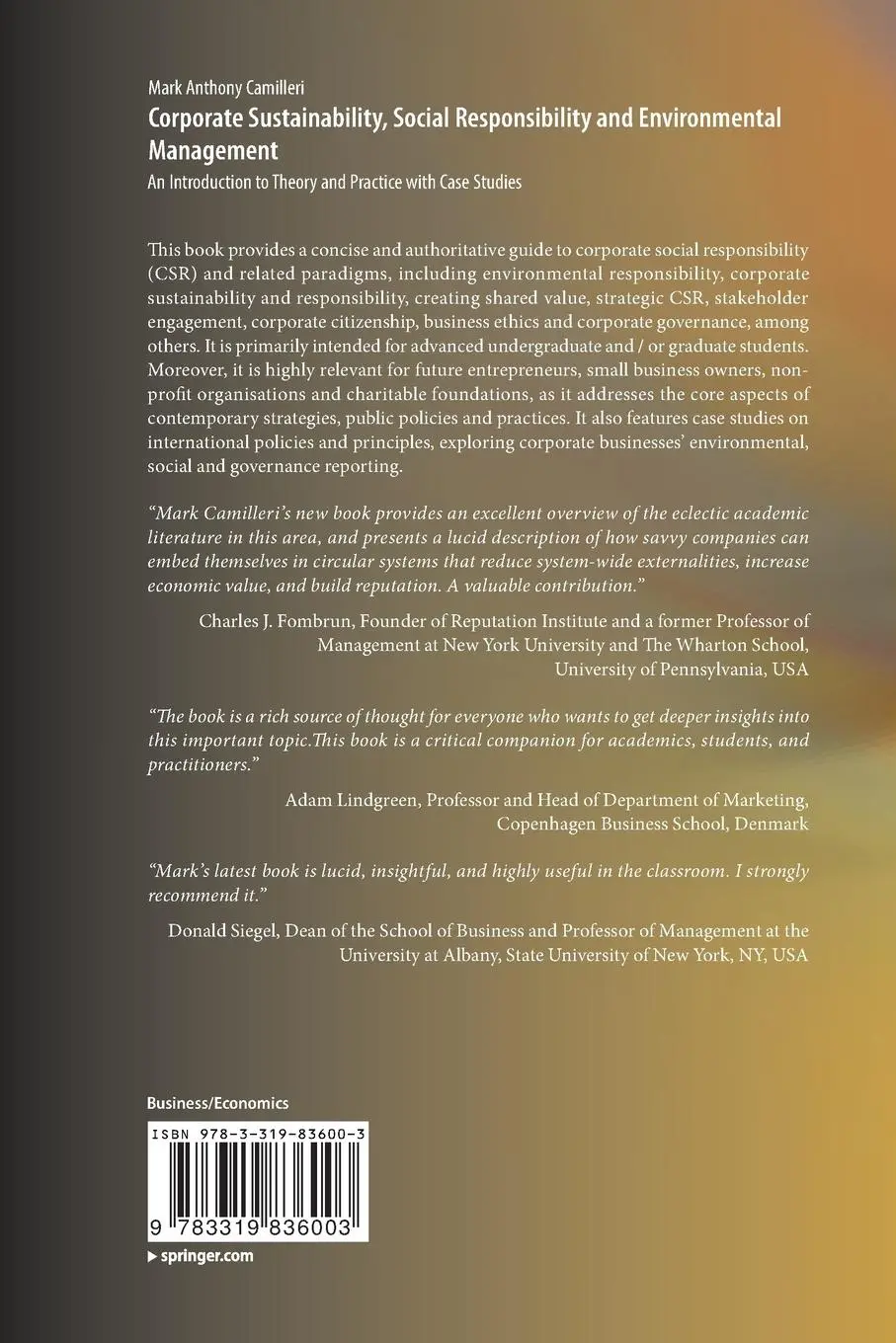 Rückseite: 9783319836003 | Corporate Sustainability, Social Responsibility and Environmental...