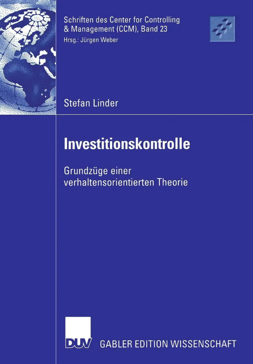 Cover: 9783835006003 | Investitionskontrolle | Grundzüge einer verhaltensorientierten Theorie