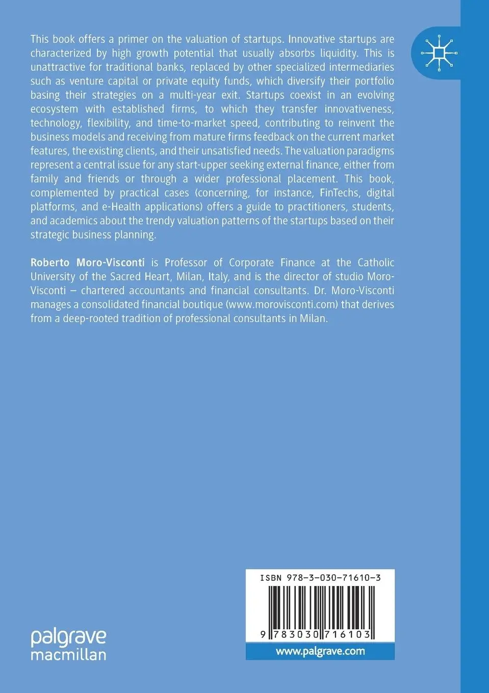 Rückseite: 9783030716103 | Startup Valuation | Roberto Moro-Visconti | Taschenbuch | xix | 2022