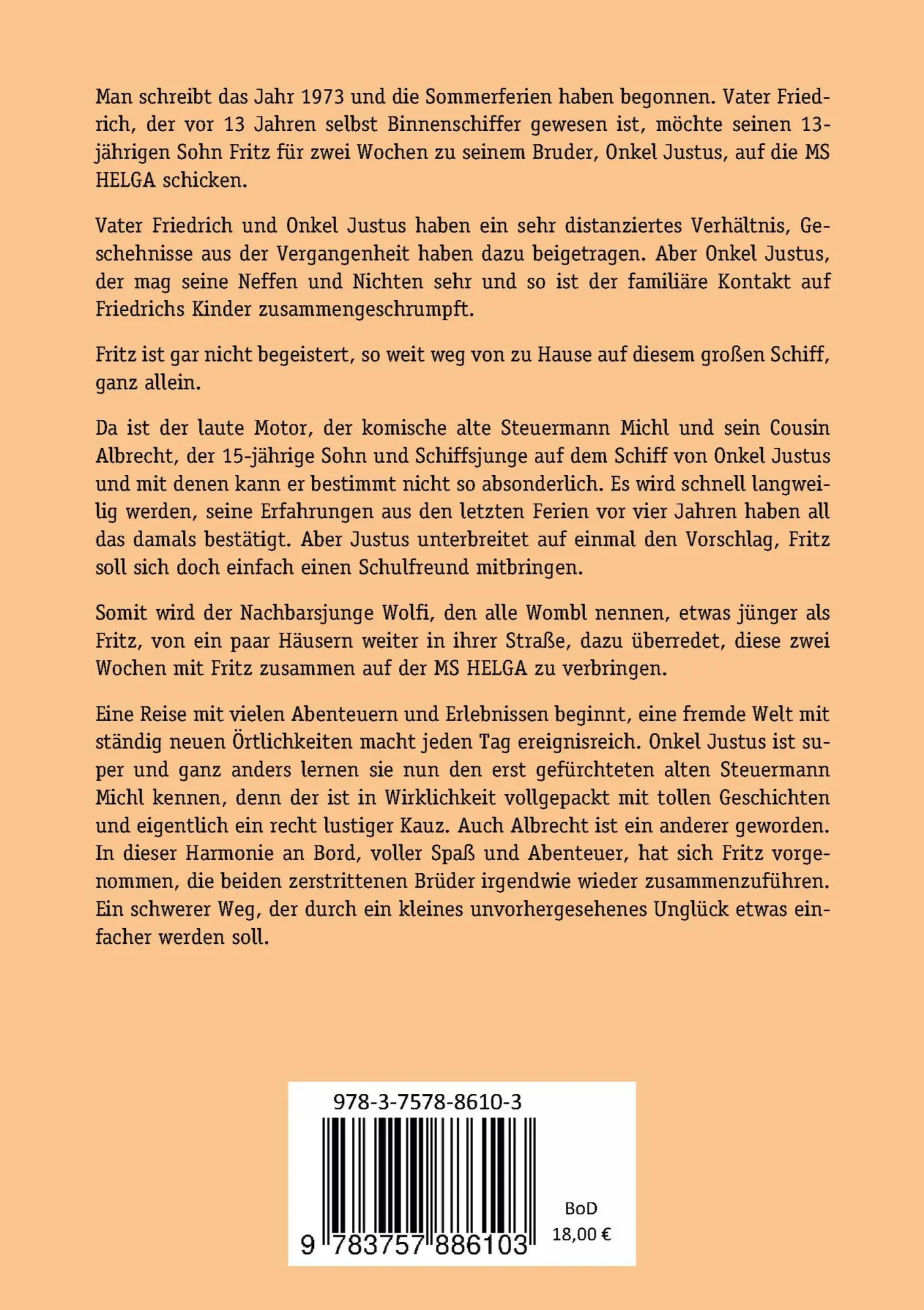 Rückseite: 9783757886103 | Schiffers Fritz Ferien 1973 an Bord bei Onkel Justus | Werner Schwarz