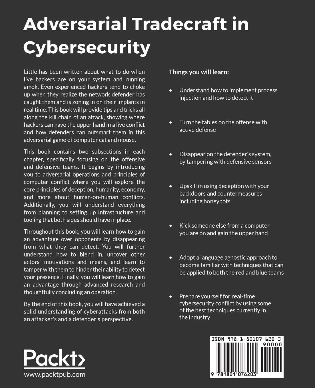 Rückseite: 9781801076203 | Adversarial Tradecraft in Cybersecurity | Dan Borges | Taschenbuch