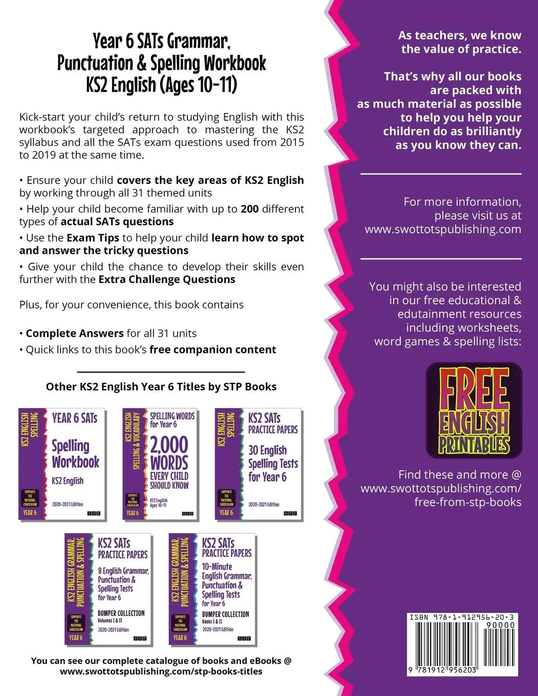 Rückseite: 9781912956203 | Year 6 SATs Grammar, Punctuation and Spelling Workbook KS2 English...