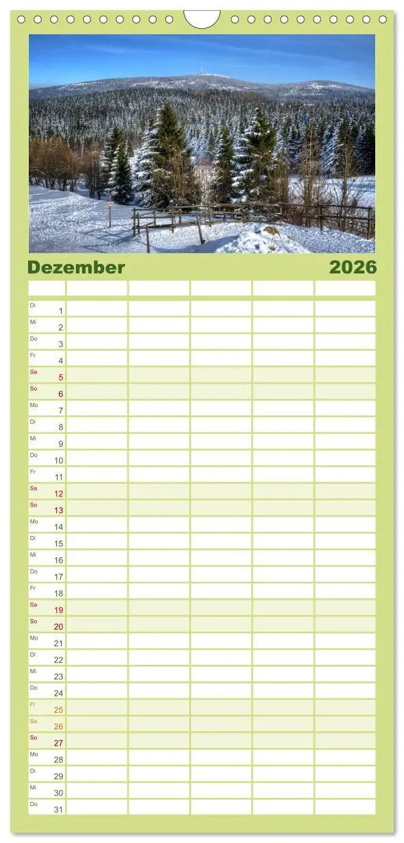 Bild: 9783516516203 | Familienplaner 2026 - Harz Landschaften mit 5 Spalten...