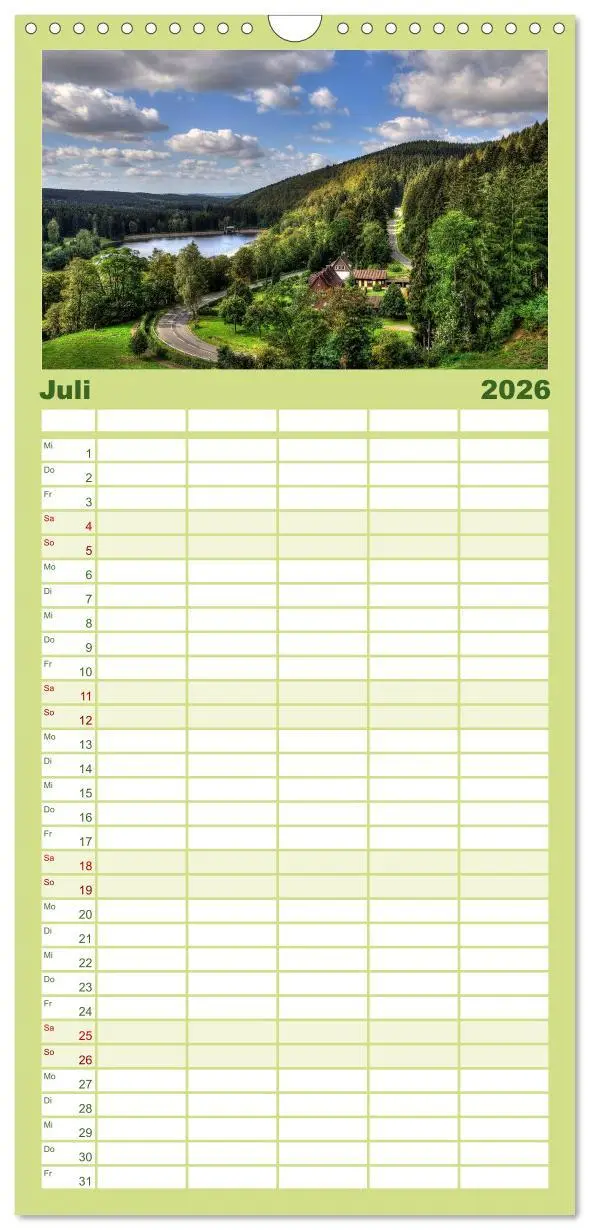 Bild: 9783516516203 | Familienplaner 2026 - Harz Landschaften mit 5 Spalten...