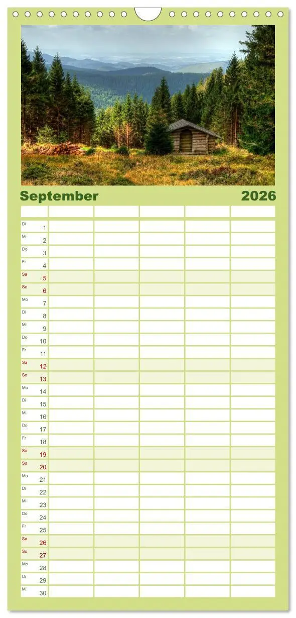 Bild: 9783516516203 | Familienplaner 2026 - Harz Landschaften mit 5 Spalten...
