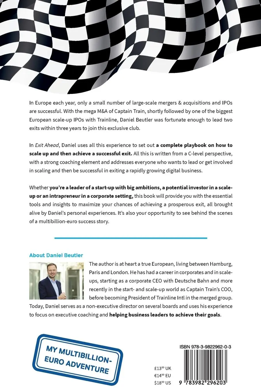 Rückseite: 9783982296203 | Exit Ahead | The Scale-Up Playbook | Daniel Beutler | Taschenbuch