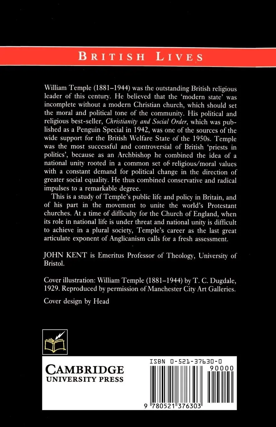 Rückseite: 9780521376303 | William Temple | Church, State and Society in Britian, 1880-1950