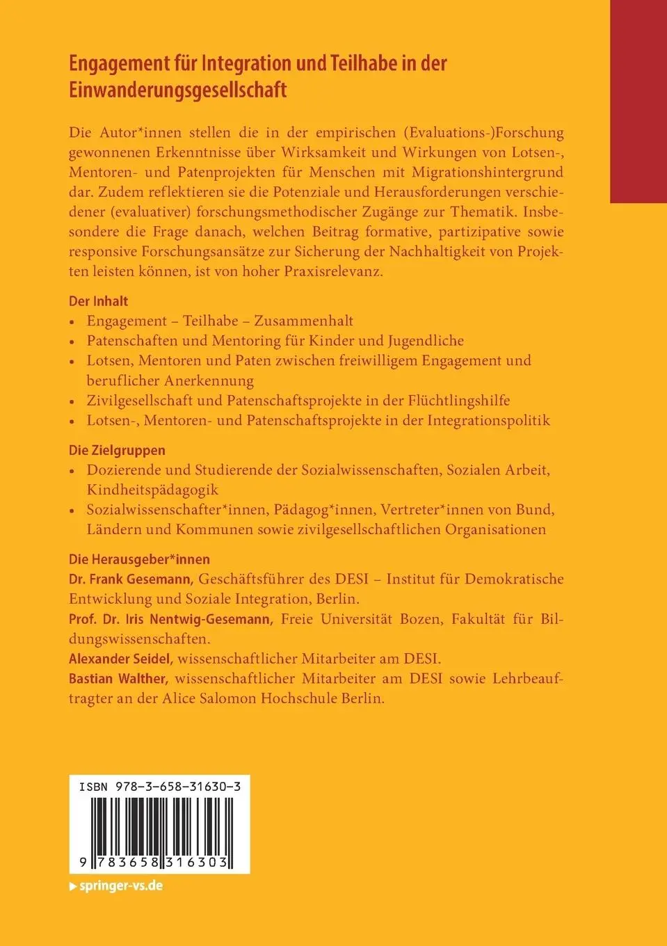 Rückseite: 9783658316303 | Engagement für Integration und Teilhabe in der...