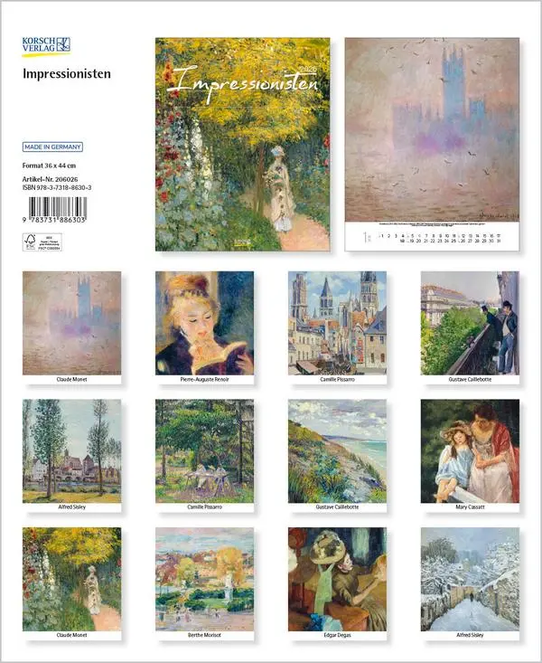 Bild: 9783731886303 | Impressionisten 2026 | Verlag Korsch | Kalender | Spiralbindung | 2026