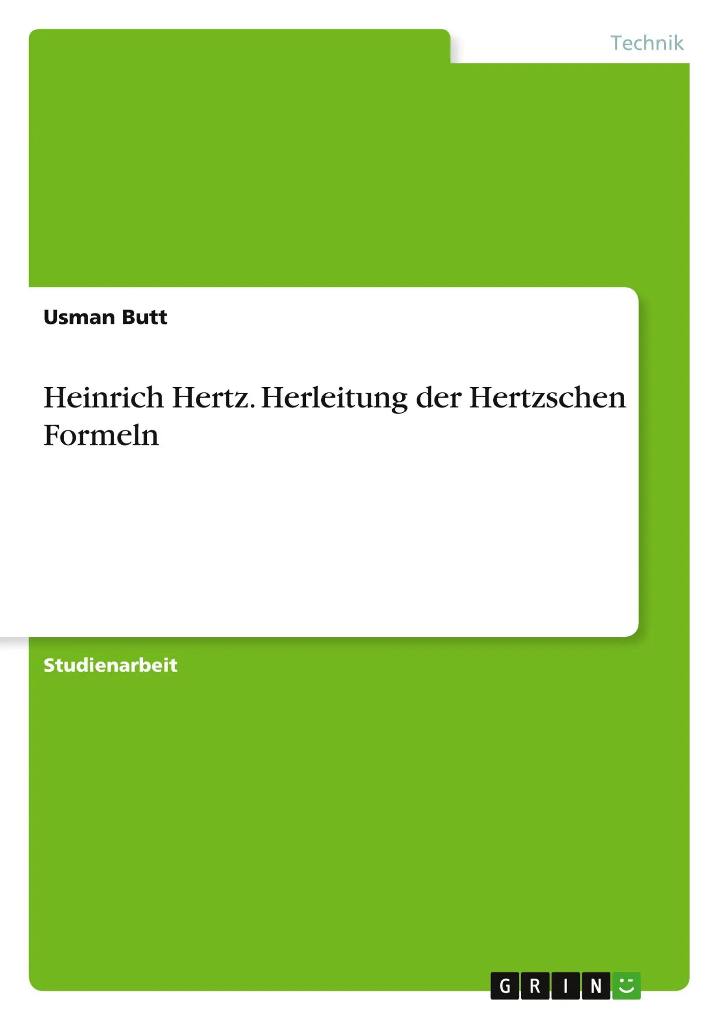 Cover: 9783346216403 | Heinrich Hertz. Herleitung der Hertzschen Formeln | Usman Butt | Buch