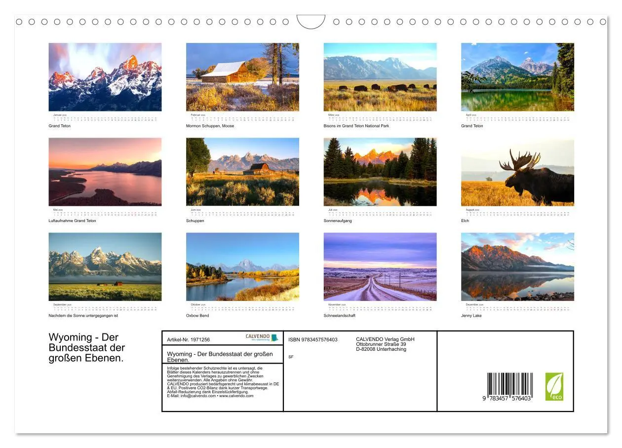 Bild: 9783457576403 | Wyoming - Der Bundesstaat der großen Ebenen. (Wandkalender 2026 DIN...