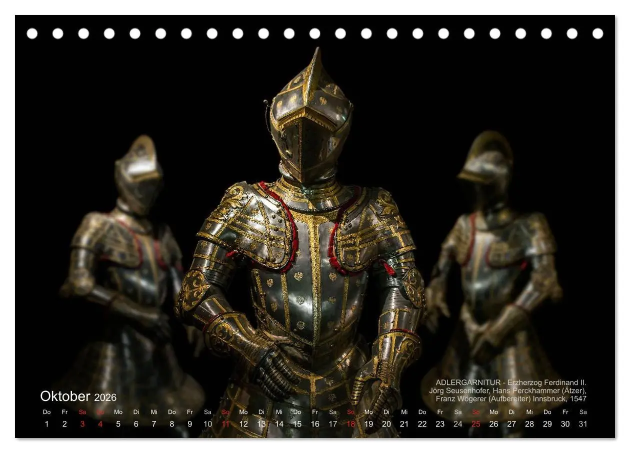Bild: 9783457956403 | Historische Rüstungen und Waffen (Tischkalender 2026 DIN A5 quer),...