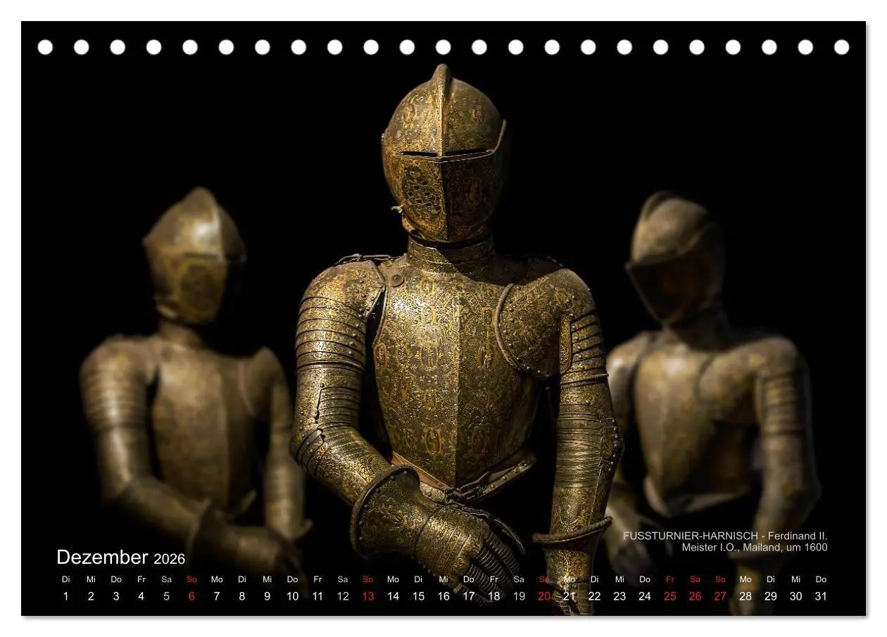 Bild: 9783457956403 | Historische Rüstungen und Waffen (Tischkalender 2026 DIN A5 quer),...
