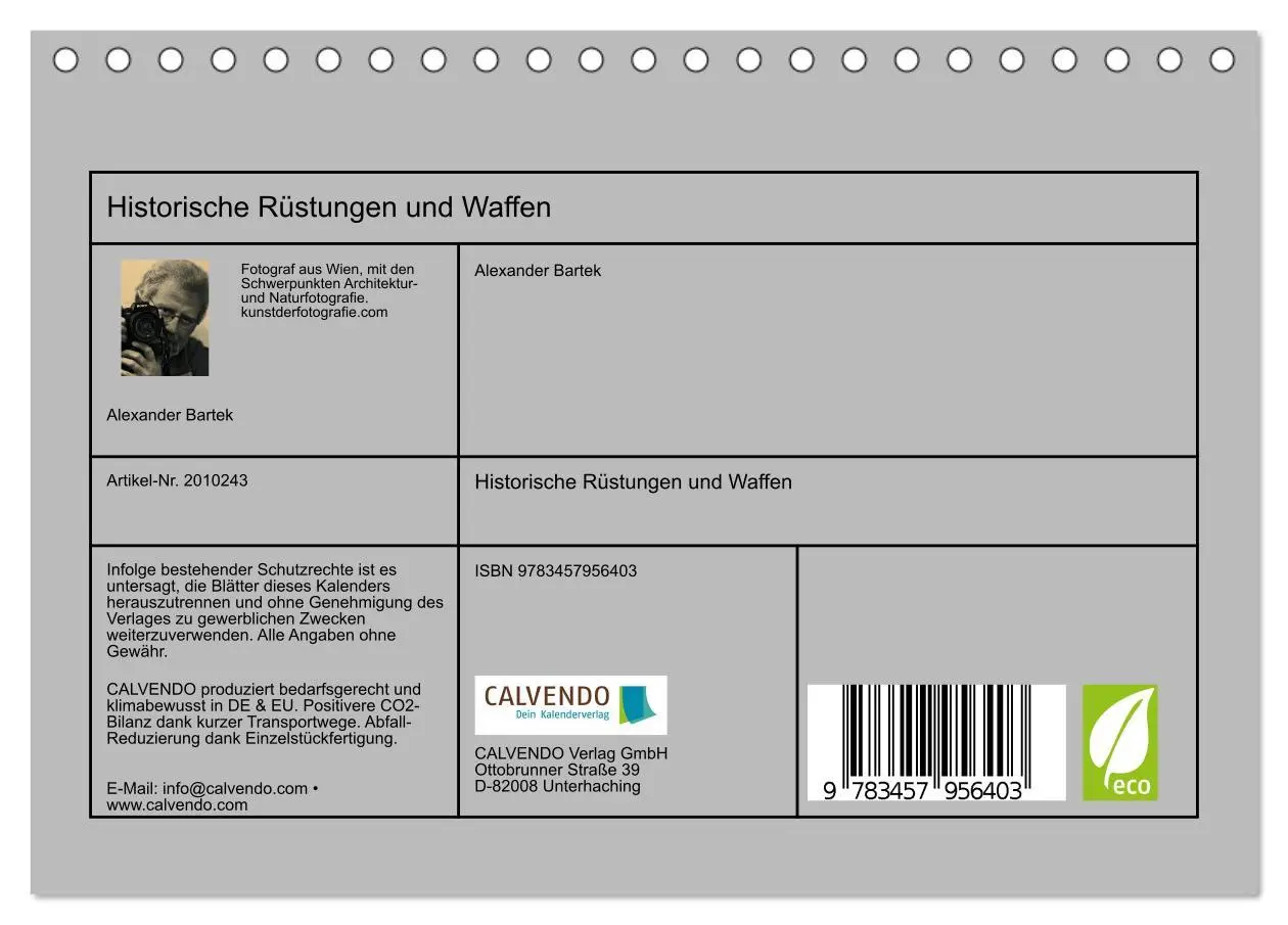 Bild: 9783457956403 | Historische Rüstungen und Waffen (Tischkalender 2026 DIN A5 quer),...