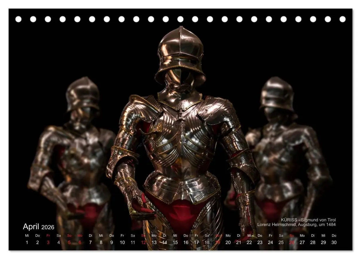 Bild: 9783457956403 | Historische Rüstungen und Waffen (Tischkalender 2026 DIN A5 quer),...