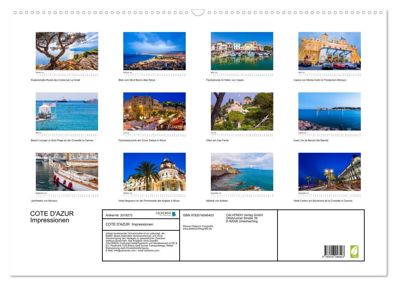 Bild: 9783516046403 | COTE D'AZUR Impressionen (Wandkalender 2026 DIN A2 quer), CALVENDO...