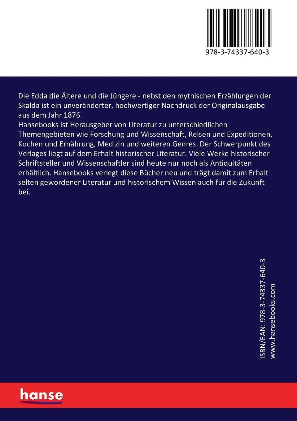 Rückseite: 9783743376403 | Die Edda die Ältere und die Jüngere | Karl Simrock | Taschenbuch