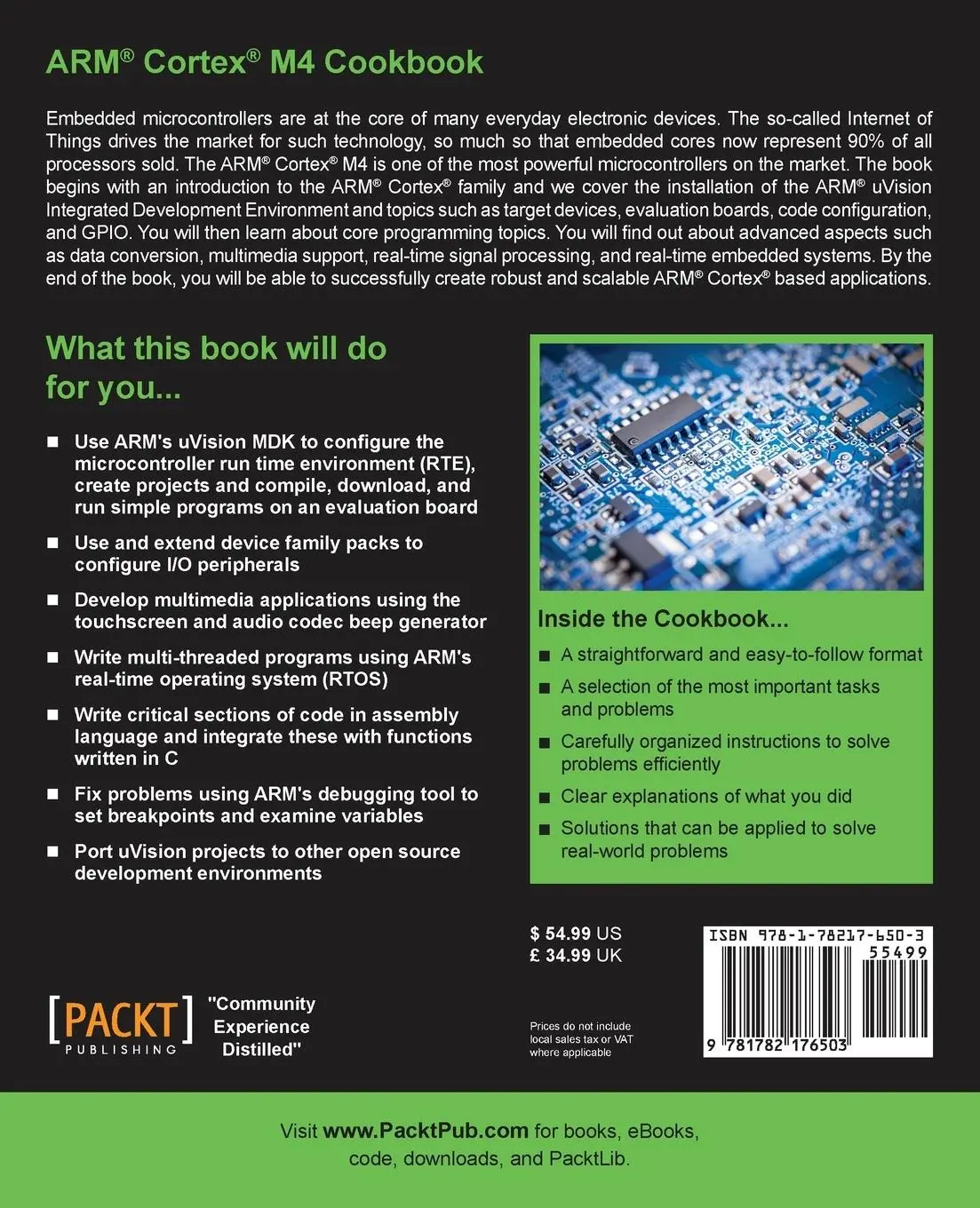 Rückseite: 9781782176503 | ARM® Cortex® M4 Cookbook | Mark Fisher | Taschenbuch | Englisch | 2016