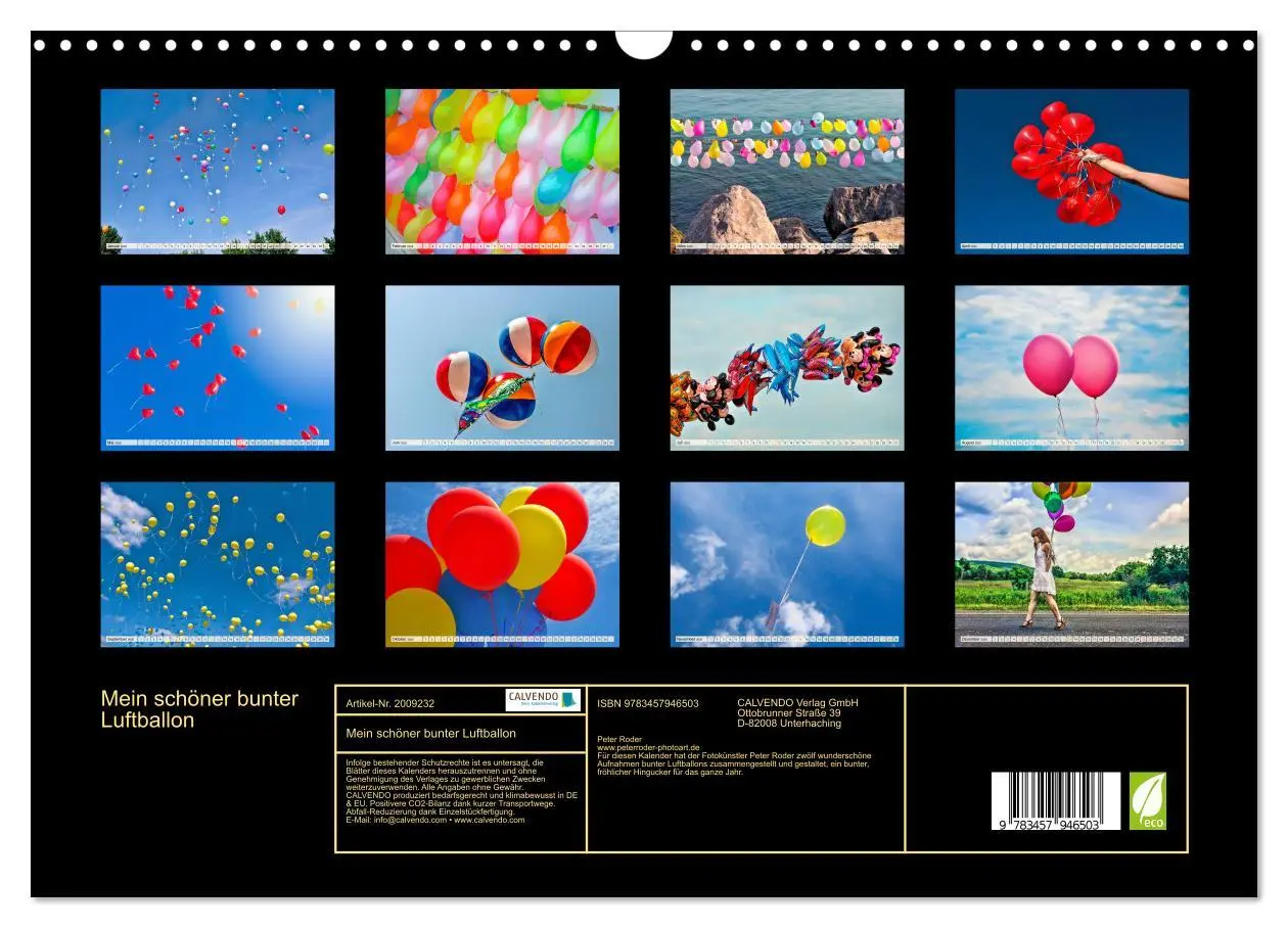 Bild: 9783457946503 | Mein schöner bunter Luftballon (Wandkalender 2026 DIN A3 quer),...