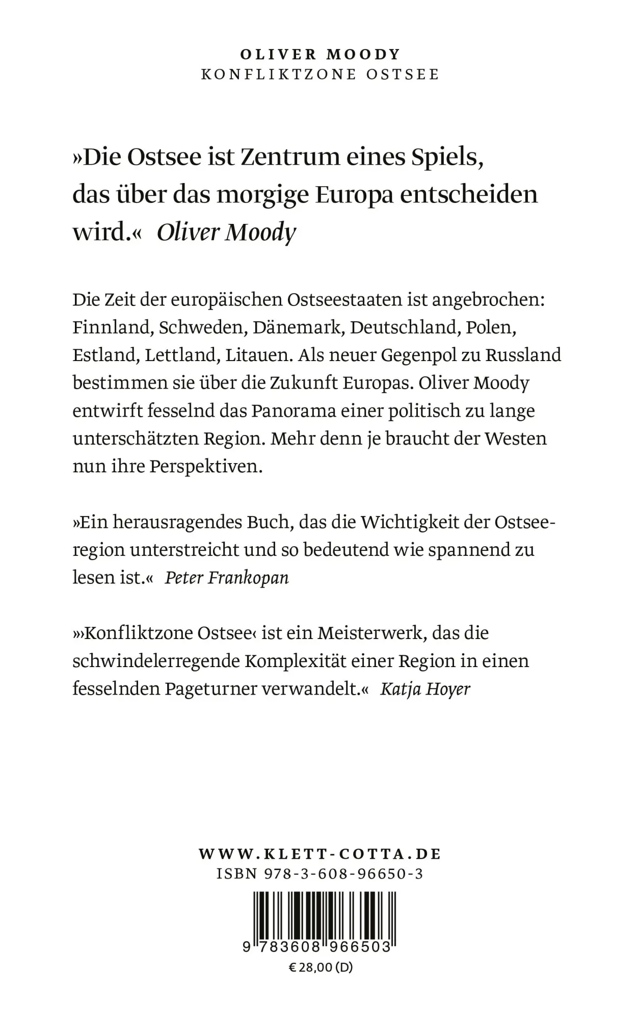 Rückseite: 9783608966503 | Konfliktzone Ostsee | Die Zukunft Europas | Oliver Moody | Buch | 2025