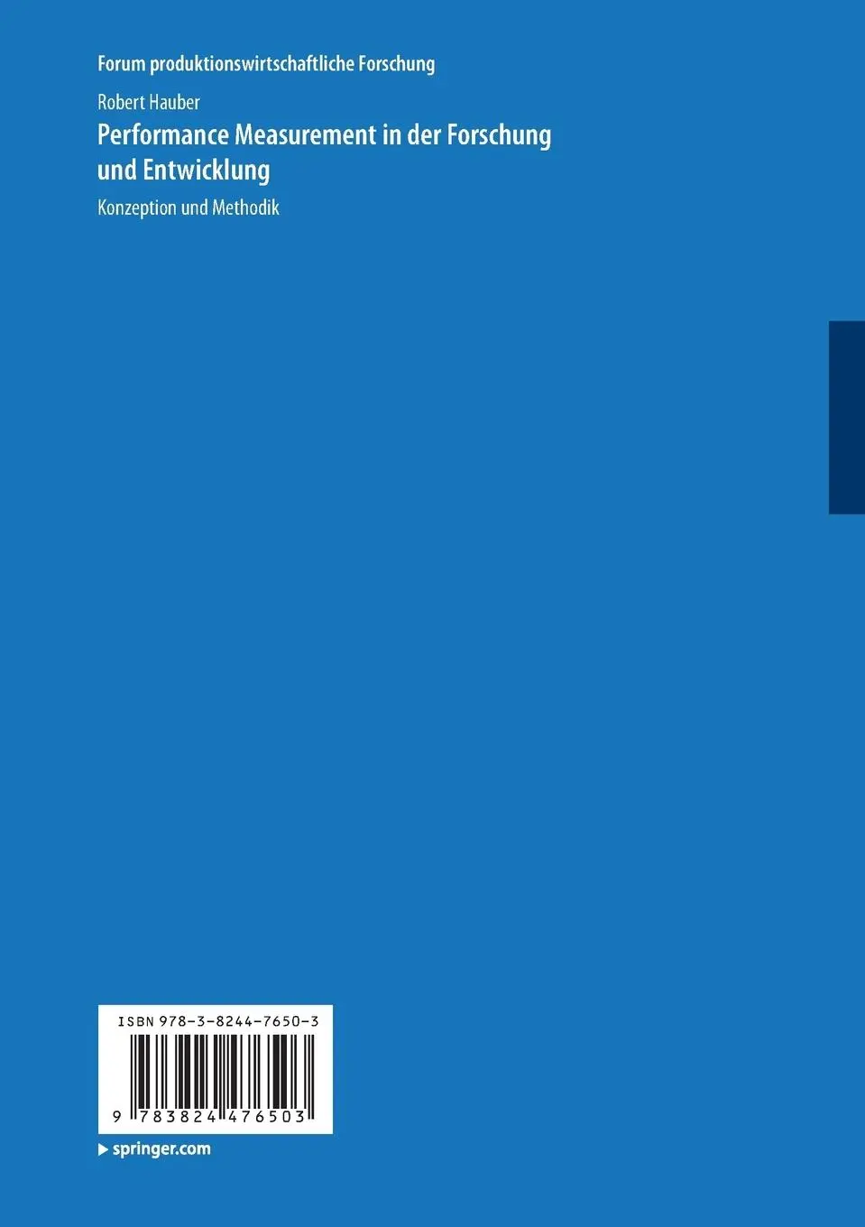 Rückseite: 9783824476503 | Performance Measurement in der Forschung und Entwicklung | Hauber