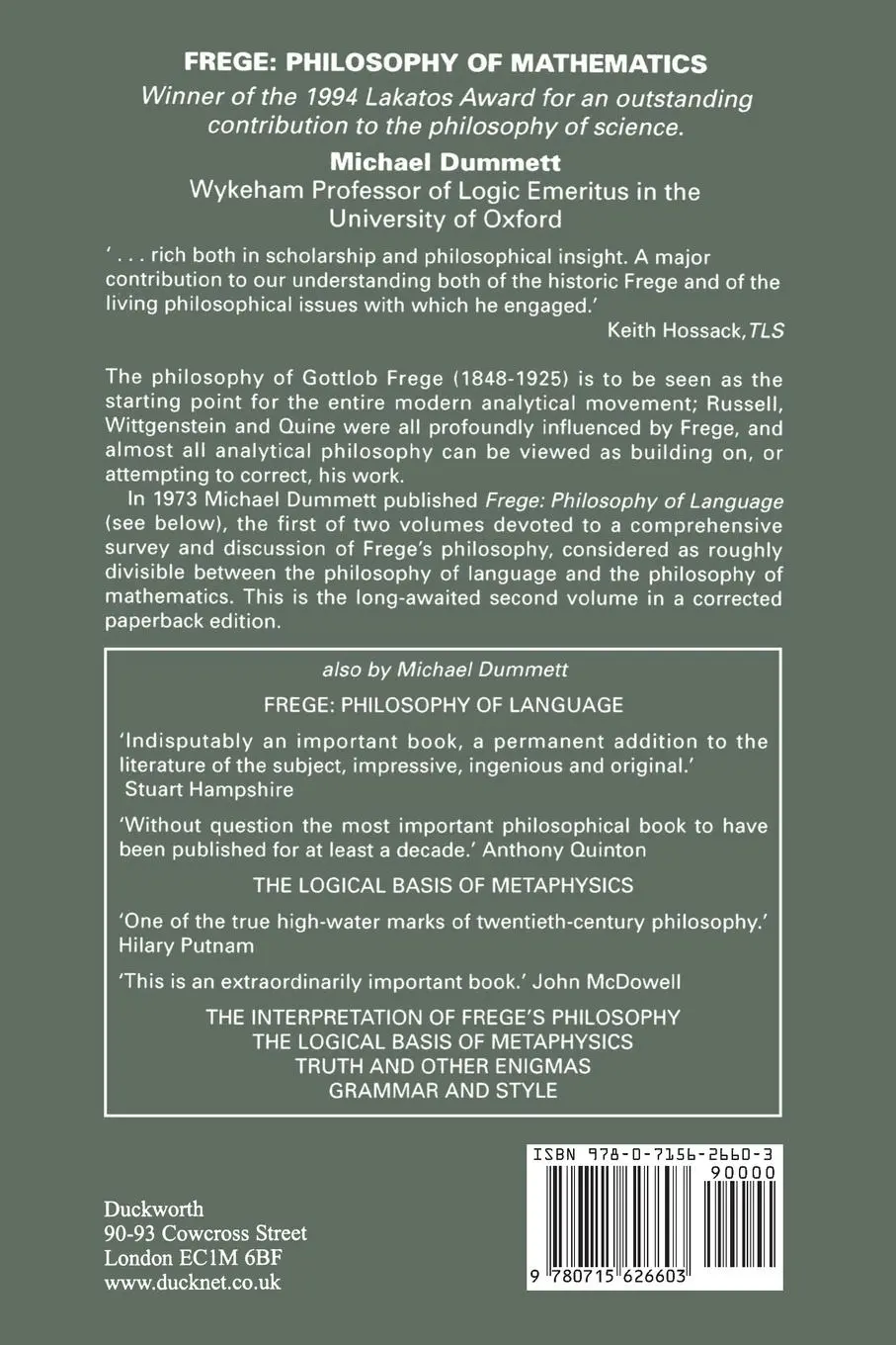 Rückseite: 9780715626603 | Frege | Michael Dummett | Taschenbuch | Kartoniert / Broschiert | 2013