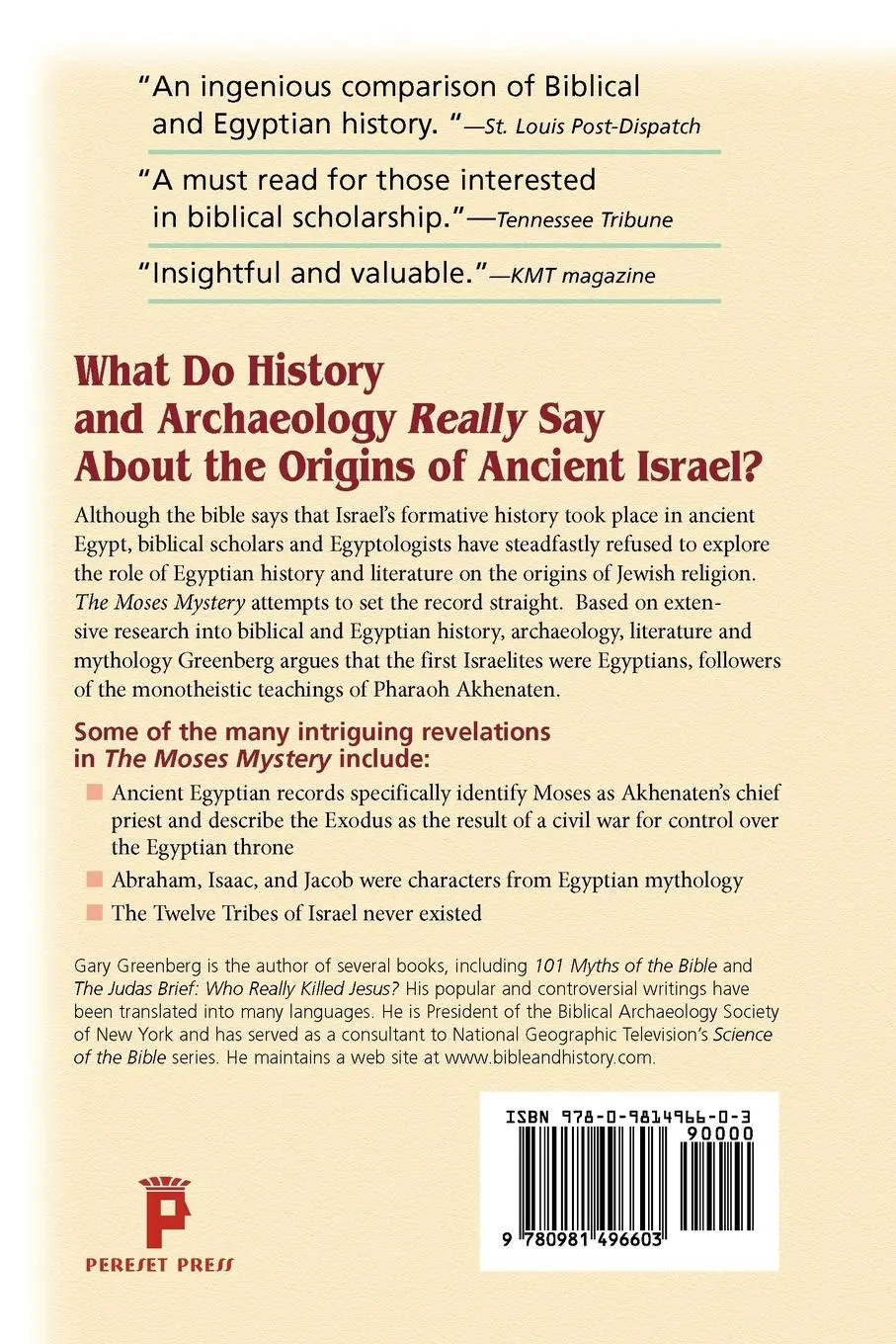 Rückseite: 9780981496603 | The Moses Mystery | The Egyptian Origins of the Jewish People | Buch