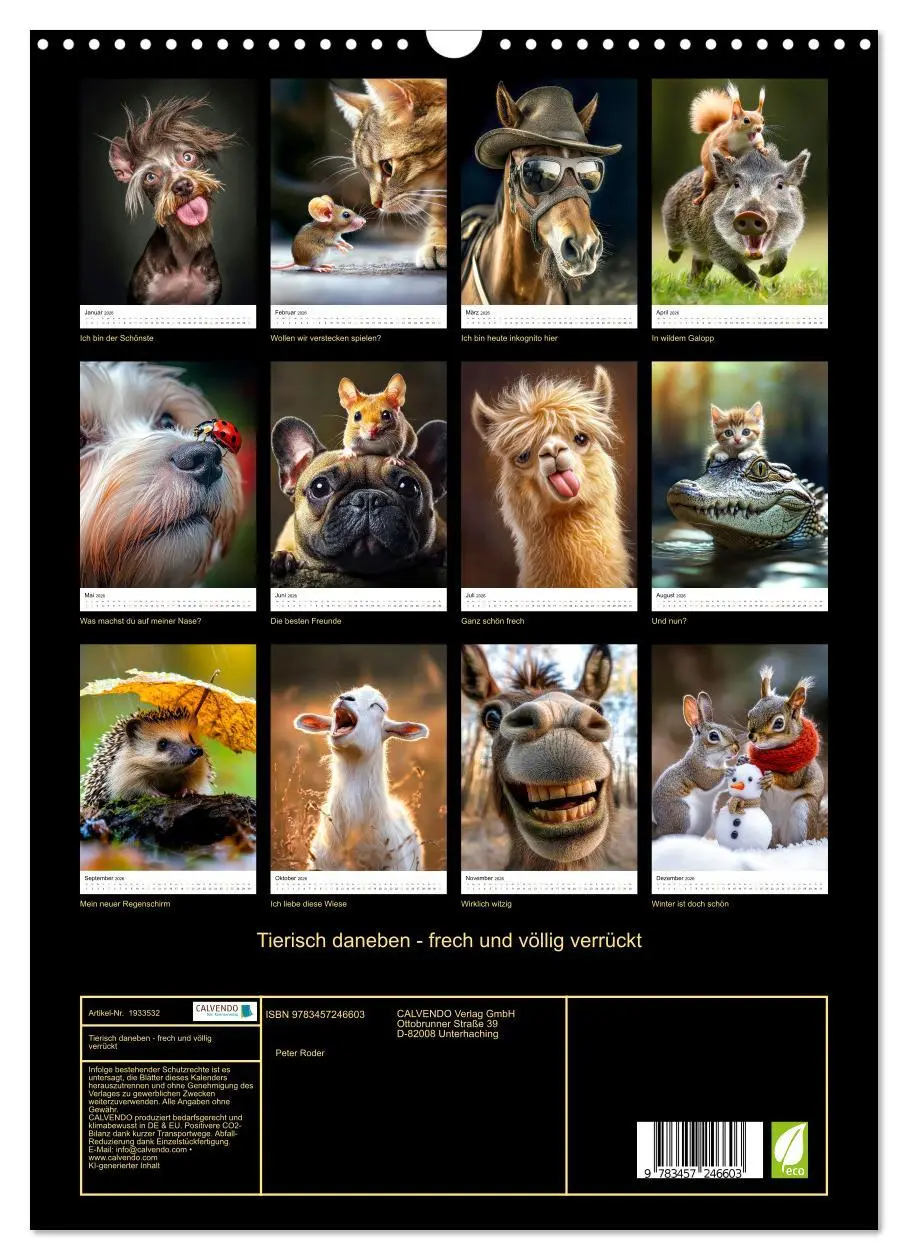 Bild: 9783457246603 | Tierisch daneben - frech und völlig verrückt (Wandkalender 2026 DIN...