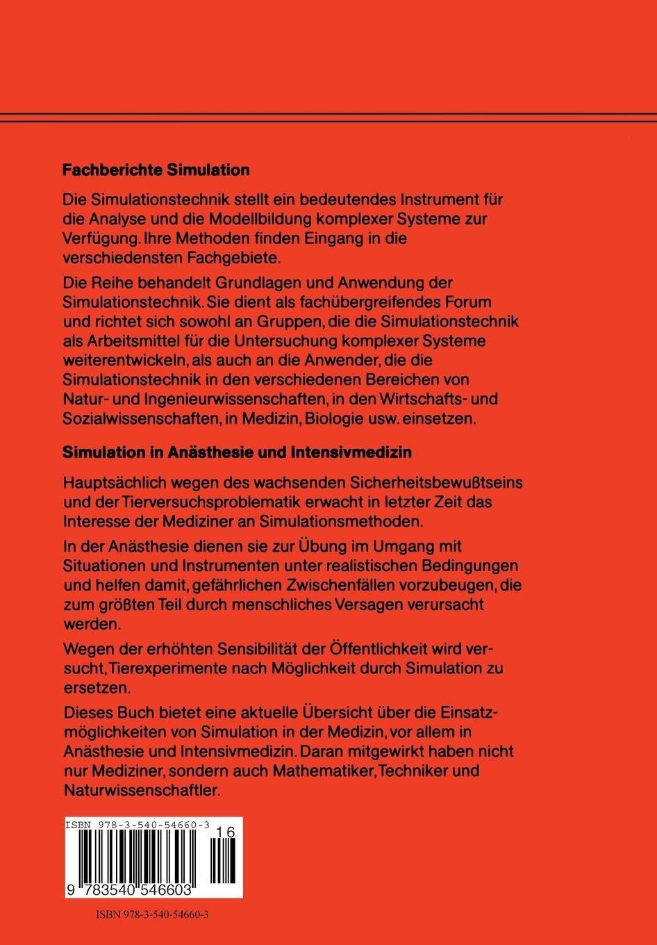 Rückseite: 9783540546603 | Simulation in Anästhesie und Intensivmedizin | Anton Obermayer | Buch