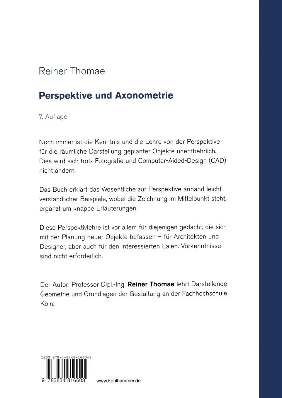 Rückseite: 9783834816603 | Perspektive und Axonometrie | Reiner Thomae | Taschenbuch | 101 S.