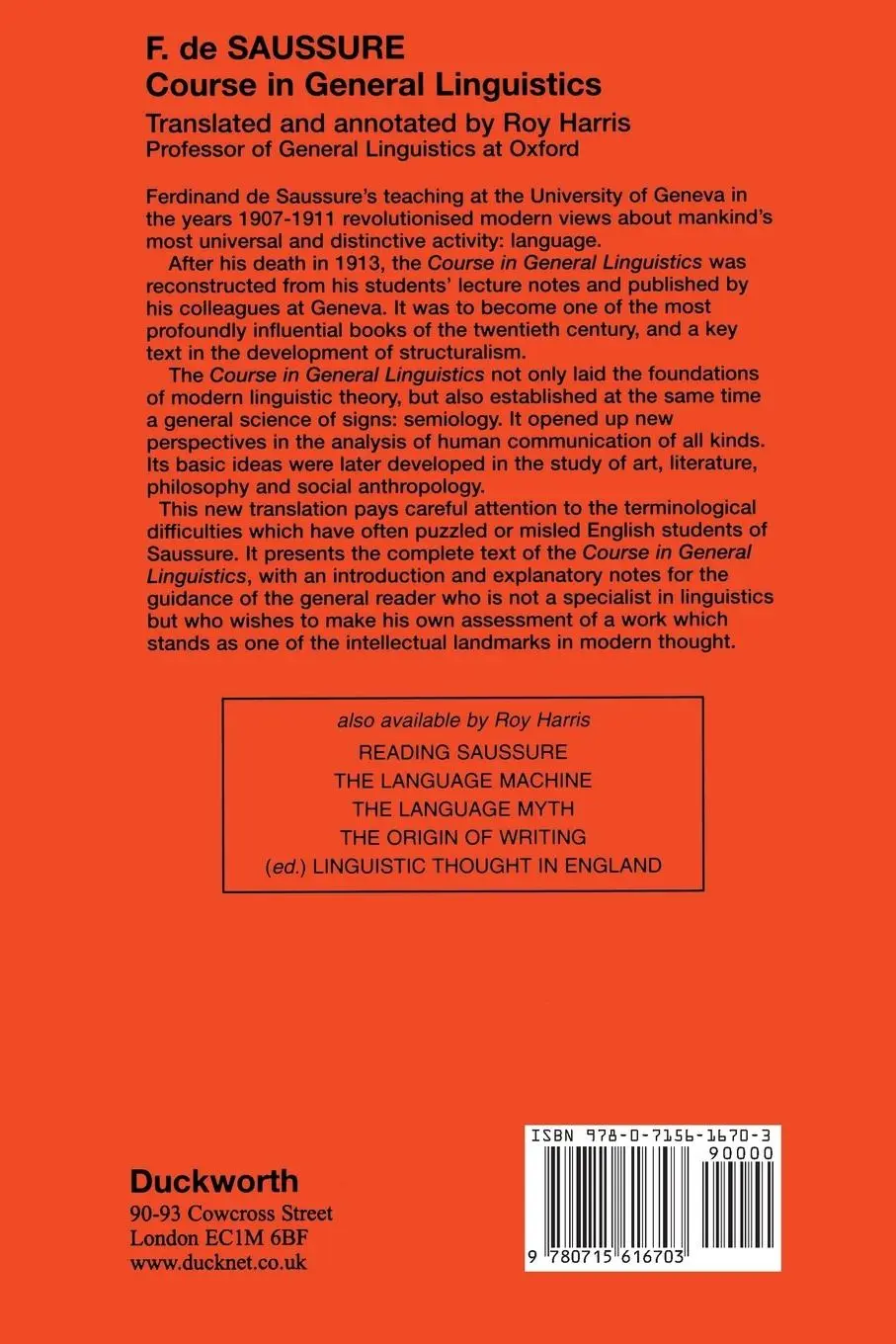 Rückseite: 9780715616703 | Saussure | Ferdinand De Saussure | Taschenbuch | Englisch | 2013