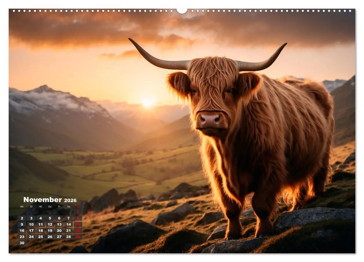 Bild: 9783457476703 | Highland Kühe (Wandkalender 2026 DIN A2 quer), CALVENDO Monatskalender