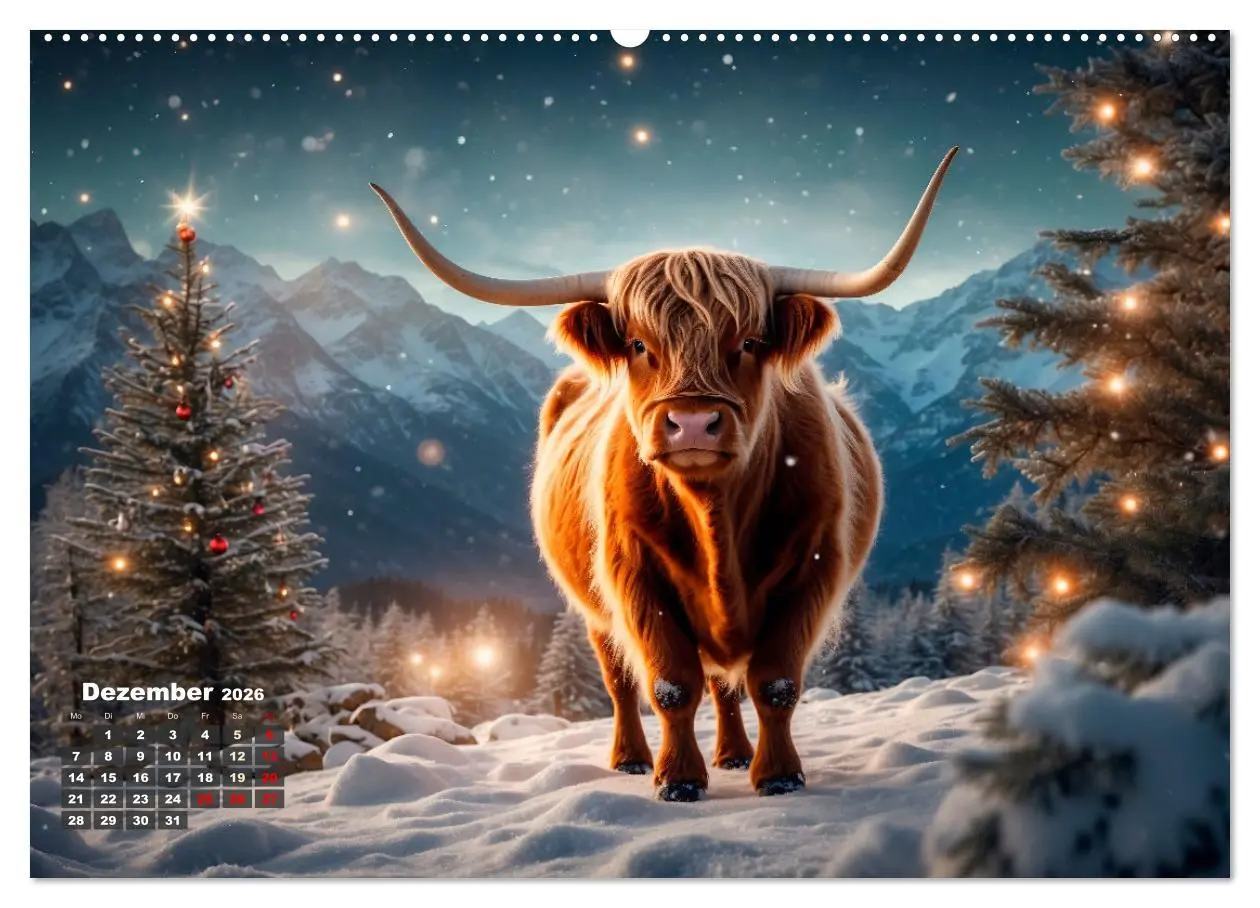 Bild: 9783457476703 | Highland Kühe (Wandkalender 2026 DIN A2 quer), CALVENDO Monatskalender